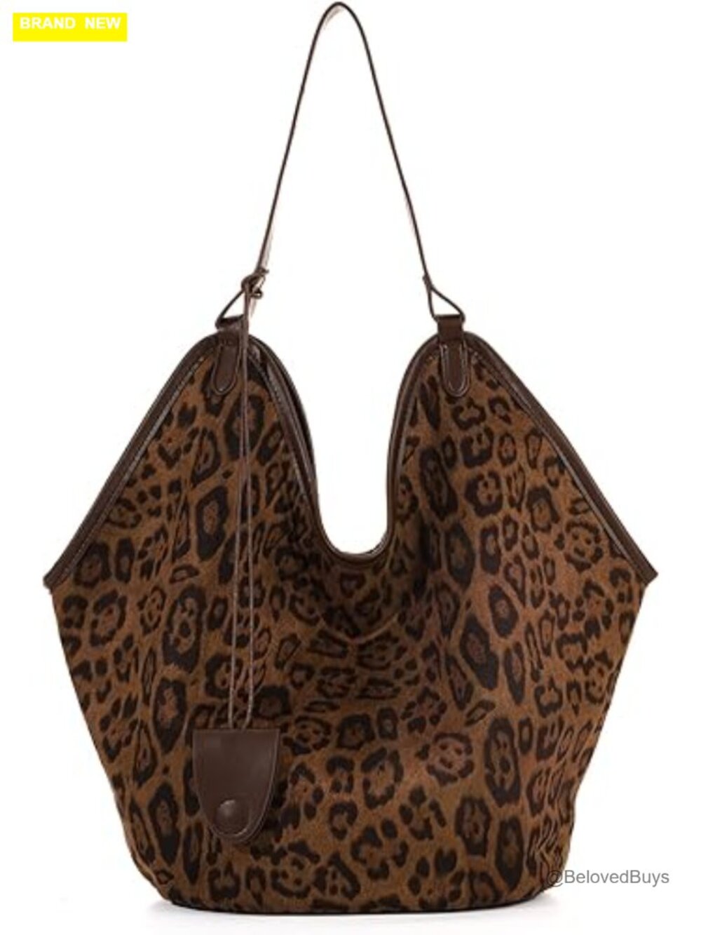 Faux Suede Leather Leopard Tote Bag for Women Large Capacity Hobo Purse with - Picture 1 of 7